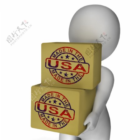 在美国邮票框显示美国产品