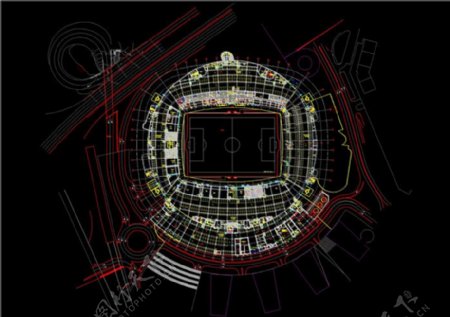 足球场场地规划CAD图纸