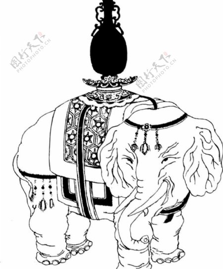 大象民族服饰矢量线
