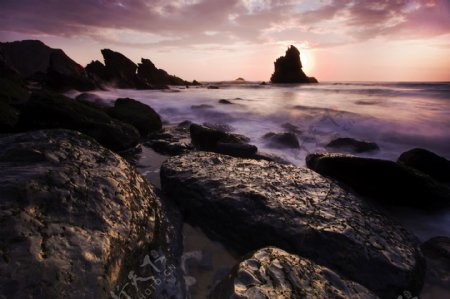海边风光黄昏石头风景实用图片精美图片印刷适用高清图片创意图片