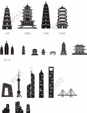 中国建筑剪影