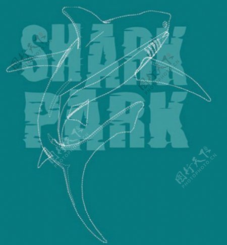 位图T恤图案动物海洋生物鲨鱼免费素材