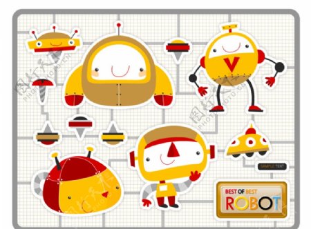 可爱机器人韩国插画图片