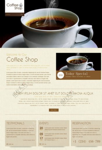咖啡店网站模板图片