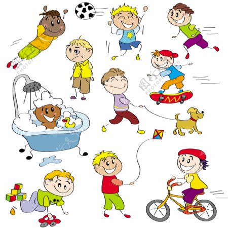卡通快乐儿童孩子表情动作图片