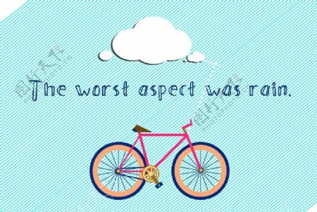 手绘下雨自行车插画图片