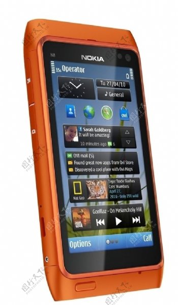 诺基亚n8橙色立金属智能手机图片