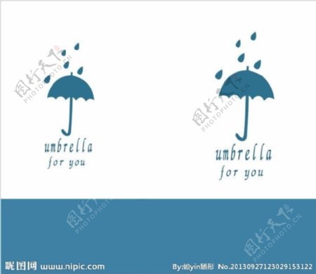 卡通下雨天雨伞图片