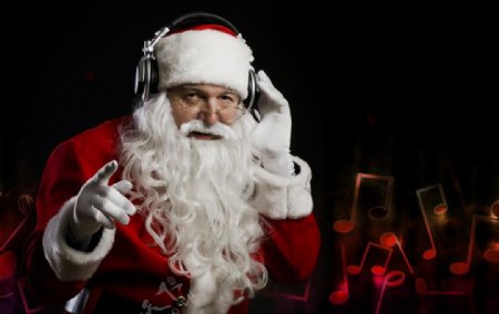 听音乐的圣诞老人图片