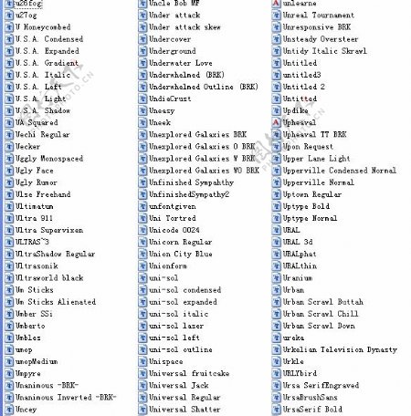 2010最新英文字体U组