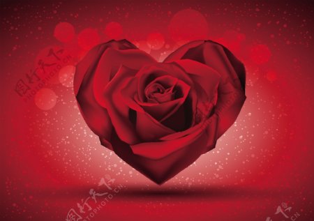 红玫瑰心形背景图片