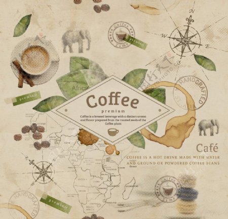咖啡复古背景可无缝拼接图片