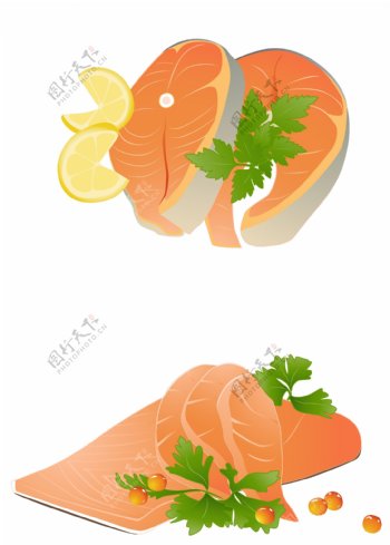 卡通三文鱼矢量图图片