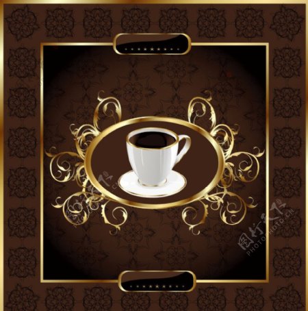 欧式花纹咖啡背景图片