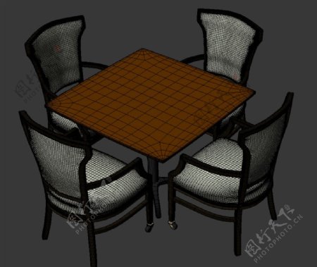 3dmax4人桌椅模型图片