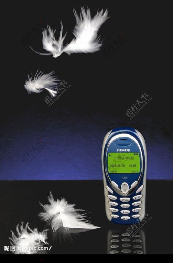 手机和羽毛图片