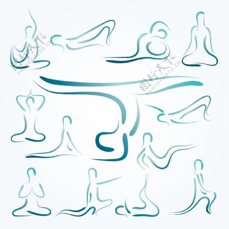 手绘线条瑜伽图片