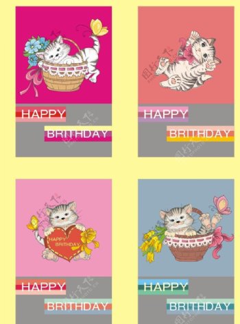 猫咪生日卡片图片