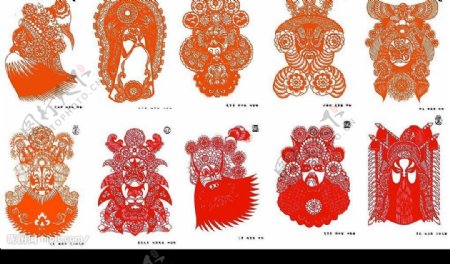 中国传统脸谱剪纸图片