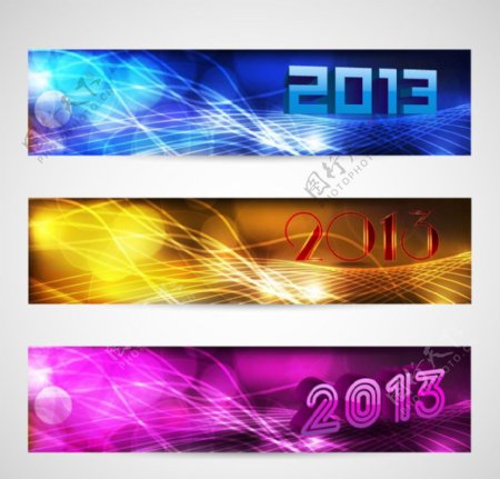 动感光线光点2013节日背景横幅图片