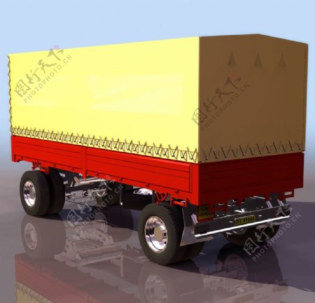 3D模型图库交通工具拖车车厢复古图片