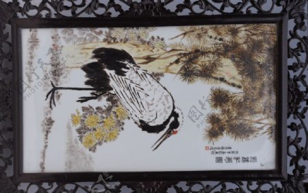 瓷板画仙鹤图片
