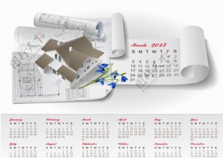 建筑工程图纸2013日历图片
