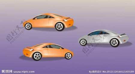 银色小车橙色小车高档轿车图片