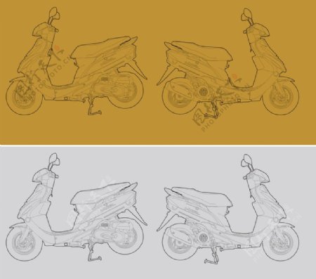 线描摩托车结构图图片