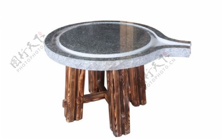 碳化木大理石桌子图片