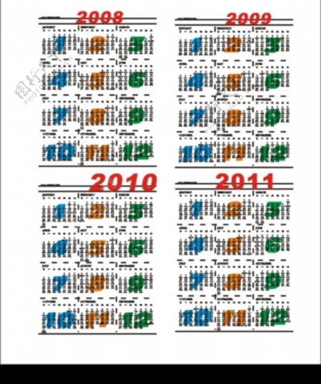 20082011日历模版图片