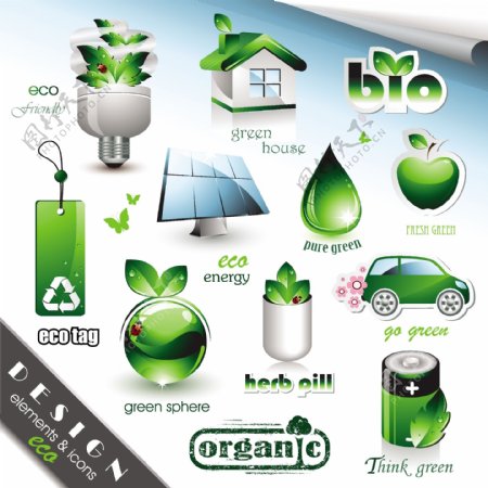 绿色环保叶子垃圾桶电池图片
