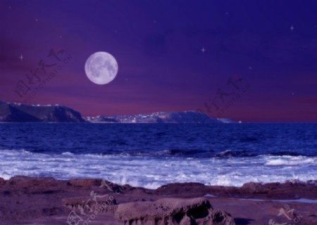 海岸夜景图片