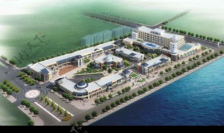 海滨商业区建筑设计效果图图片