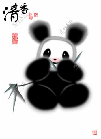 熊猫国画绘制图片