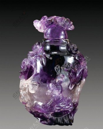 清紫水晶雕瓶图片