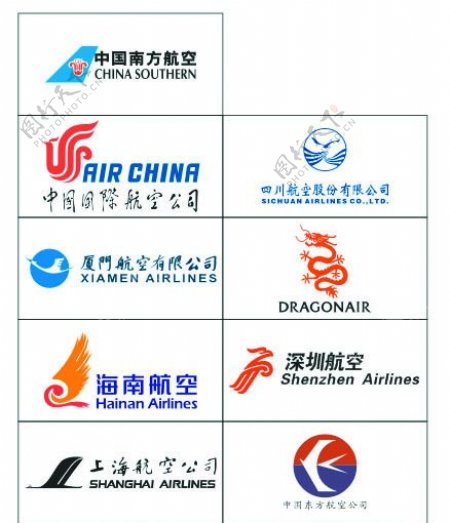 各大航空公司标志图片