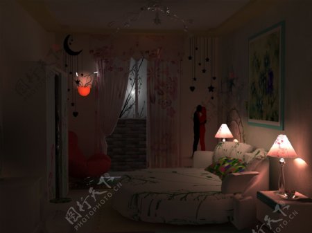 卧室月夜景图片