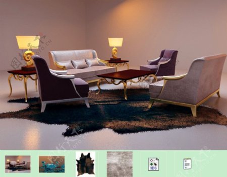 欧式休闲沙发组合图片