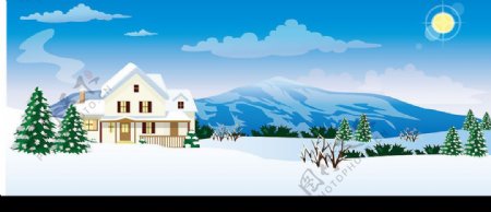 冬日旷野中的别墅图片