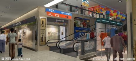 超市自动扶梯入口动画图片