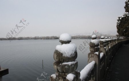 雪中昆明湖玉泉山图片