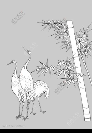 竹和鹤图片