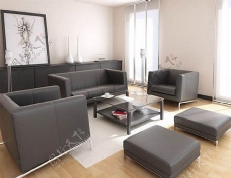 室内空间客厅3D模型案例图片
