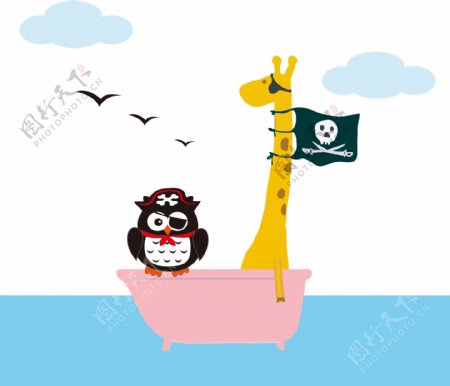 儿童画海盗船图片