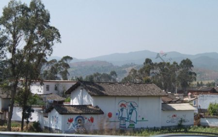 恐龙谷山村壁画图片