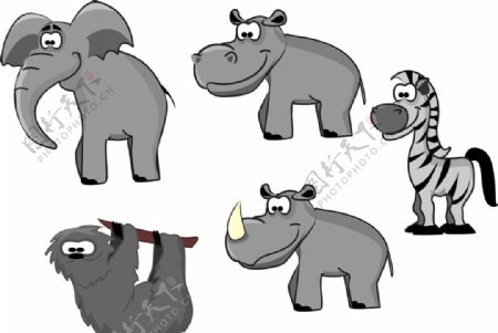 卡通大象犀牛图片