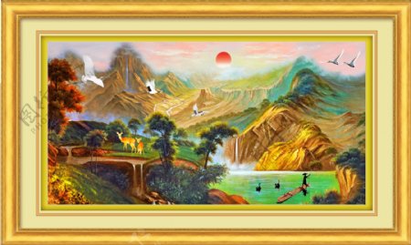 风景油画漂亮的山水油画图片