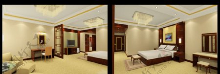原创酒店宾馆豪华套房3dmax模型图片