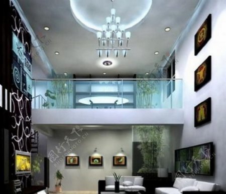 现代简约跃层客厅室内空间家居设计图片